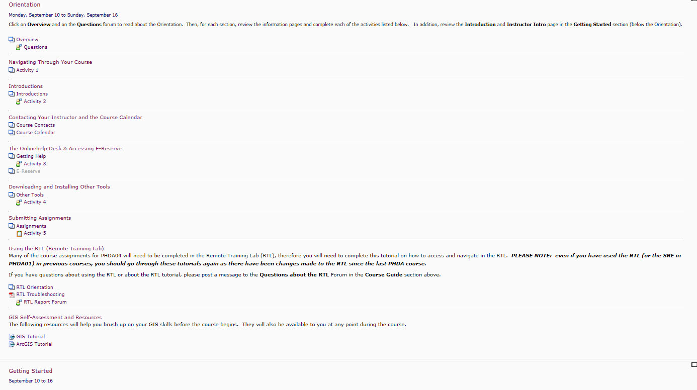 One-week Orientation example One-week Orientation example